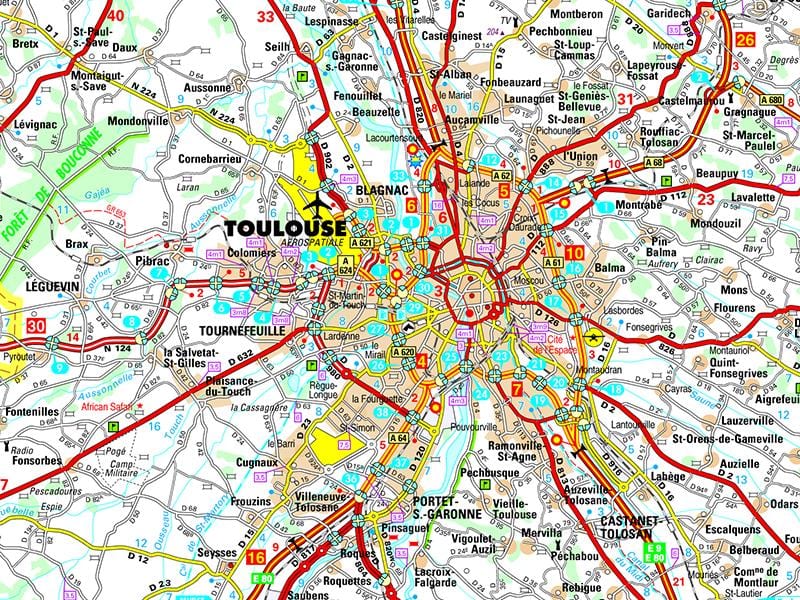 mapa Toulouse silnici