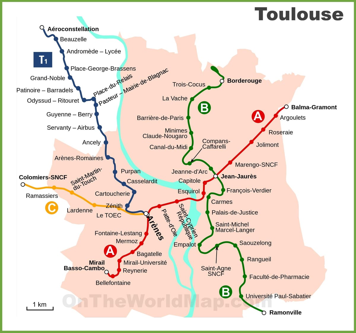 Toulouse podzemní mapa