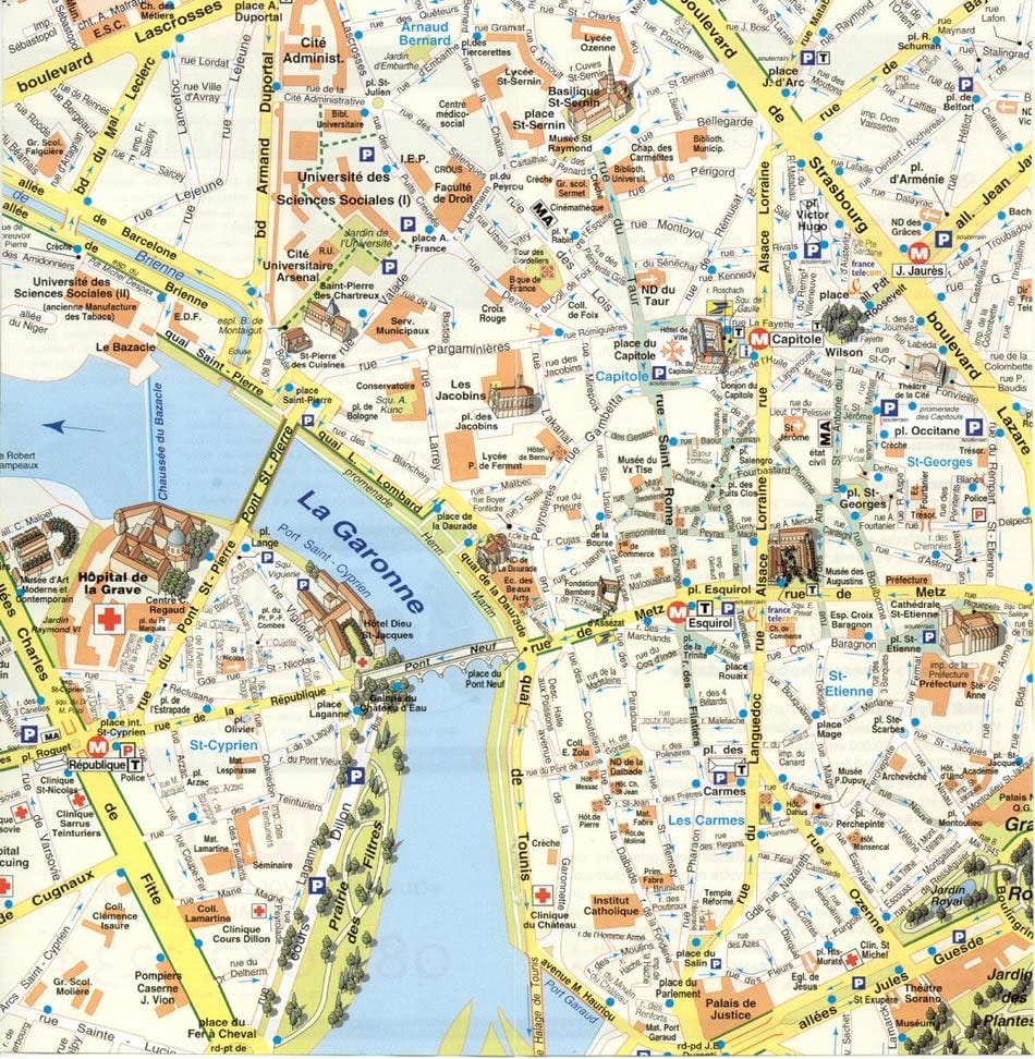mapa Toulouse předměstí