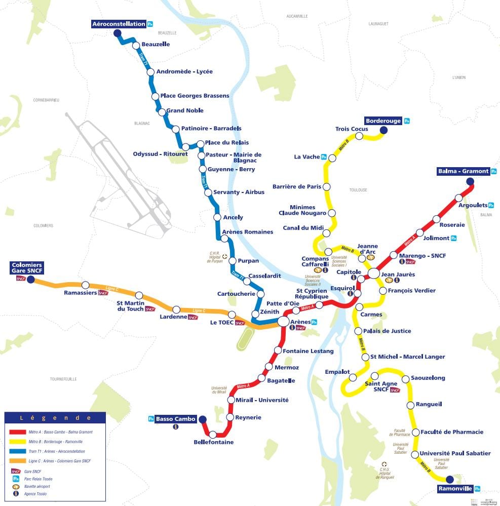 mapa Toulouse tramvají