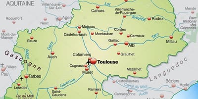 Toulouse regionu mapě