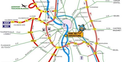 Mapa Toulouse dálnici