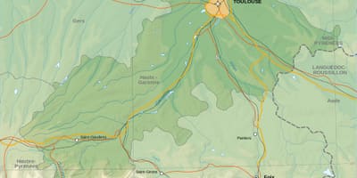 Topografická mapa Toulouse