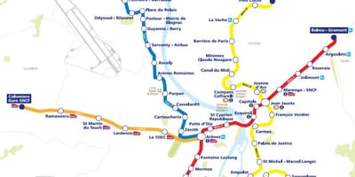 Mapa Toulouse tramvají